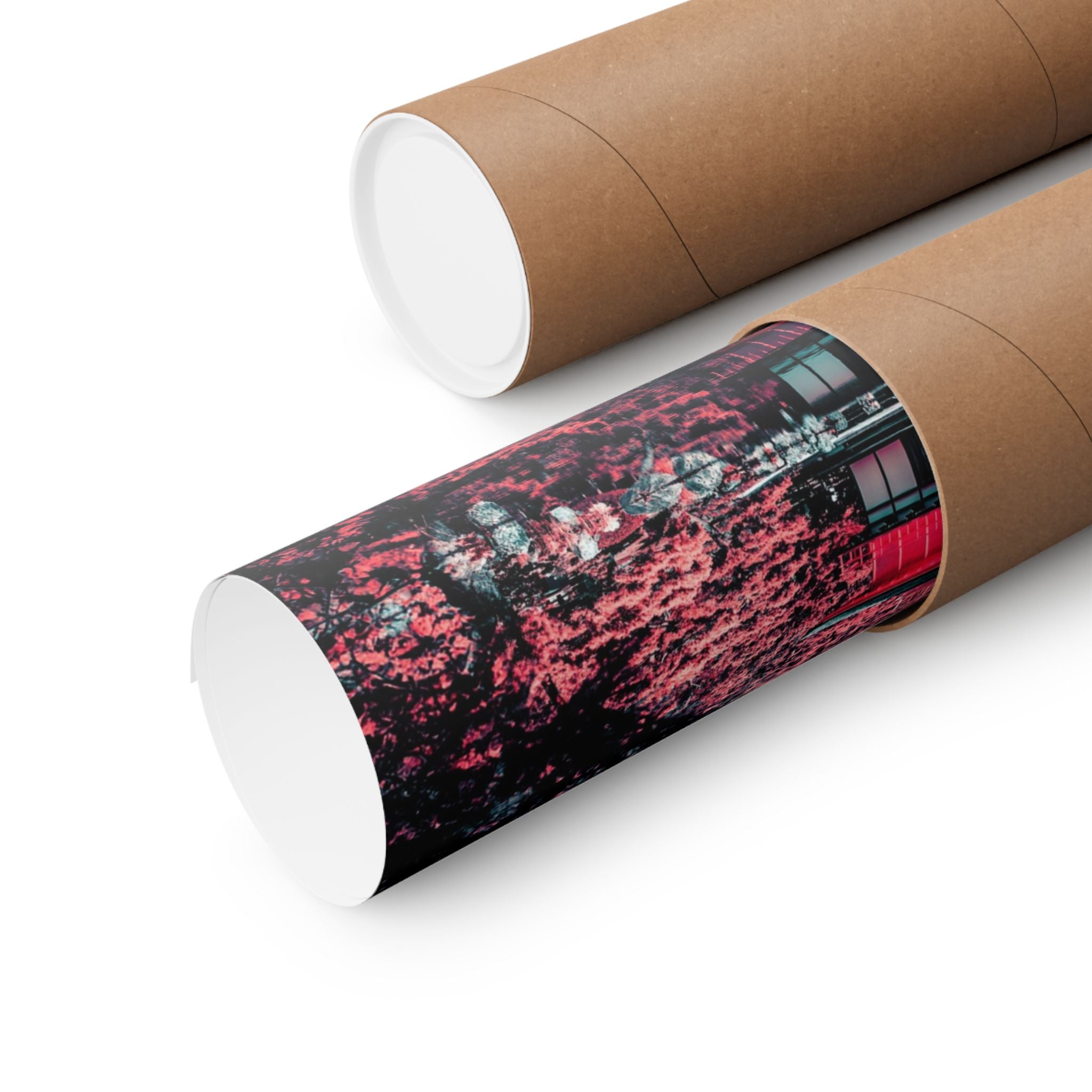Red Forest Poster - Abstract Crimson Landscape Art Print