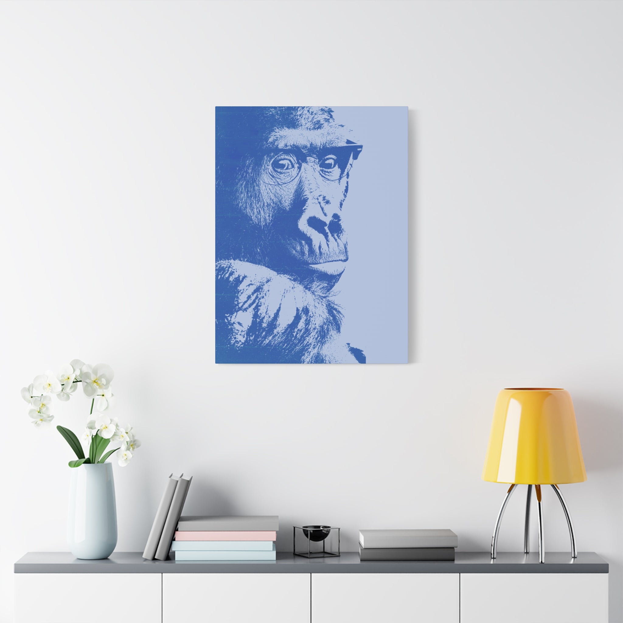 Educated Gorilla Canvas Wall Art - Abstract Modern Primate Decor