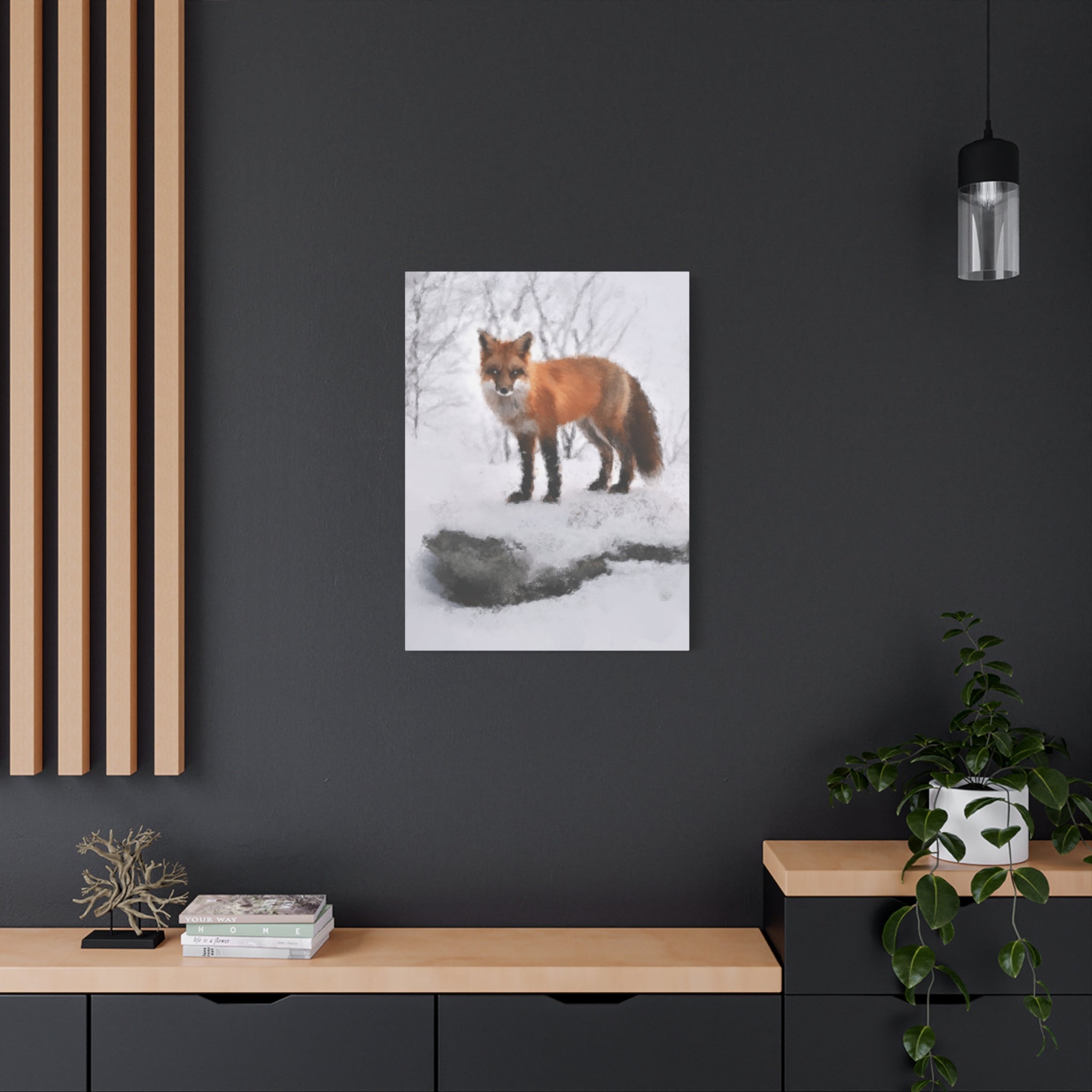 Spirit of the Fox Canvas Wall Art - Psychedelic Geometric Wildlife Decor