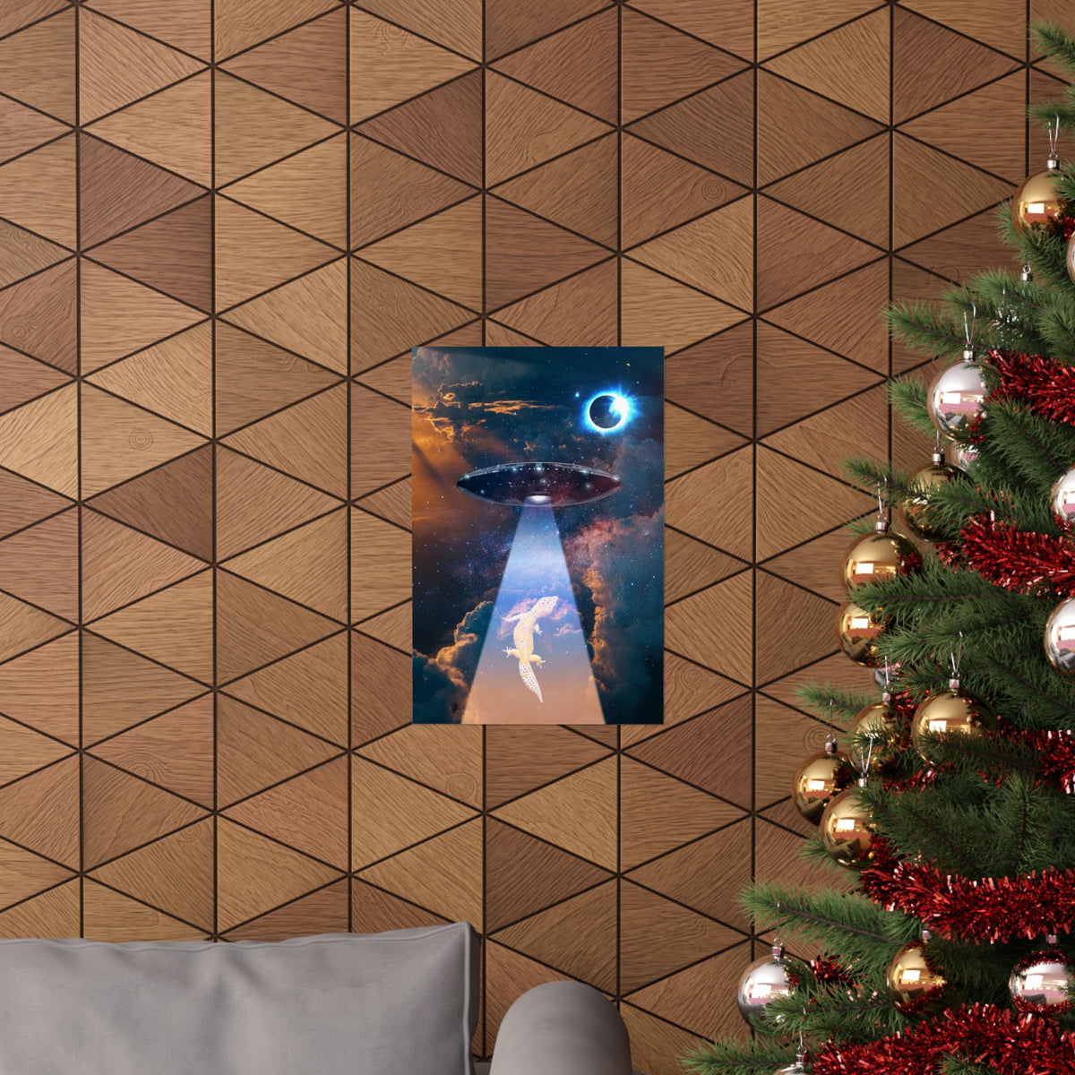 Space Lizards Poster - Lizard Ufo Art Print