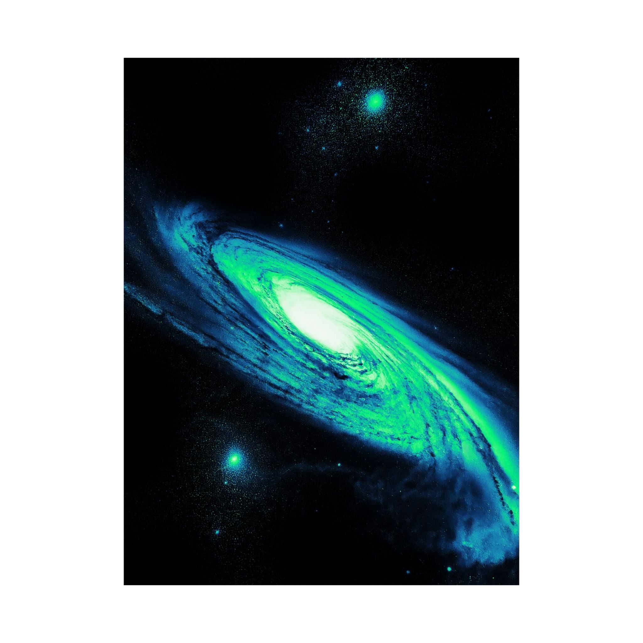 Vaporwave Green and Blue Spiral Galaxy Matte Poster Print