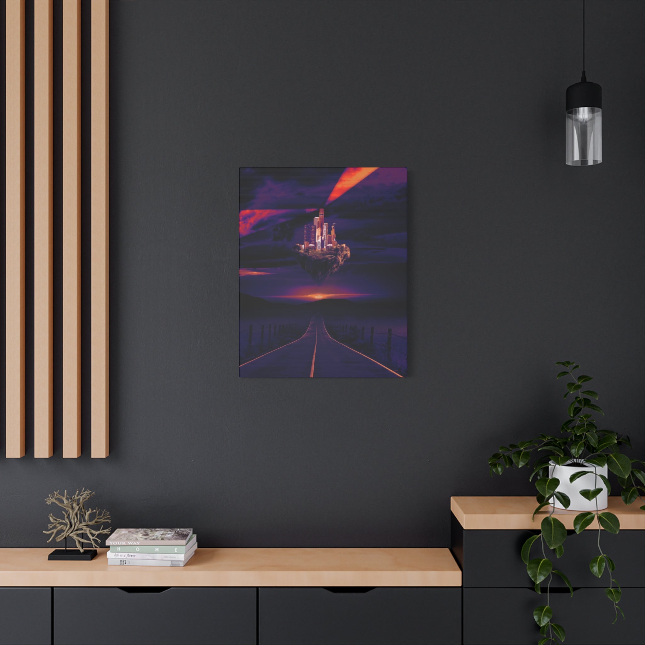Abandoned City Canvas Wall Art - Sci-Fi Desert Ruins Decor