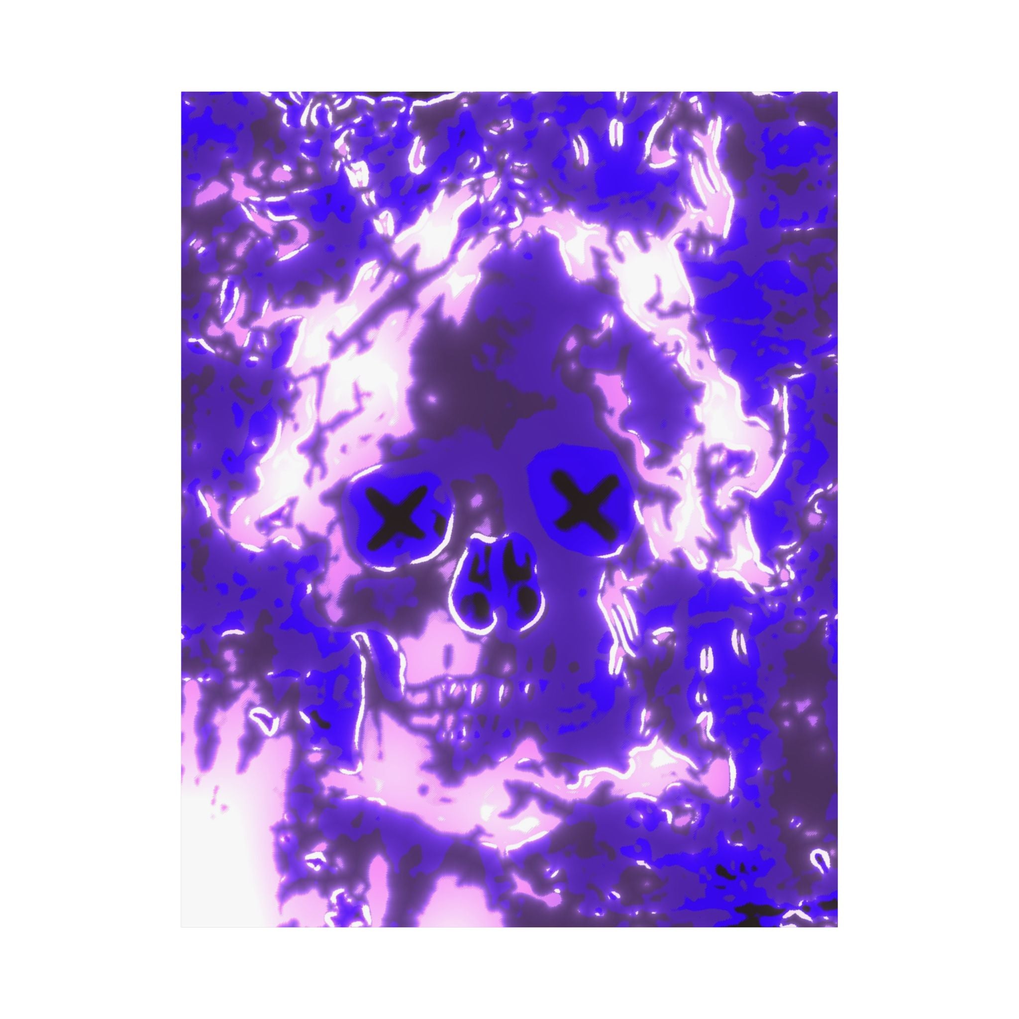 Vaporwaave Neon Skull Matte Poster Print