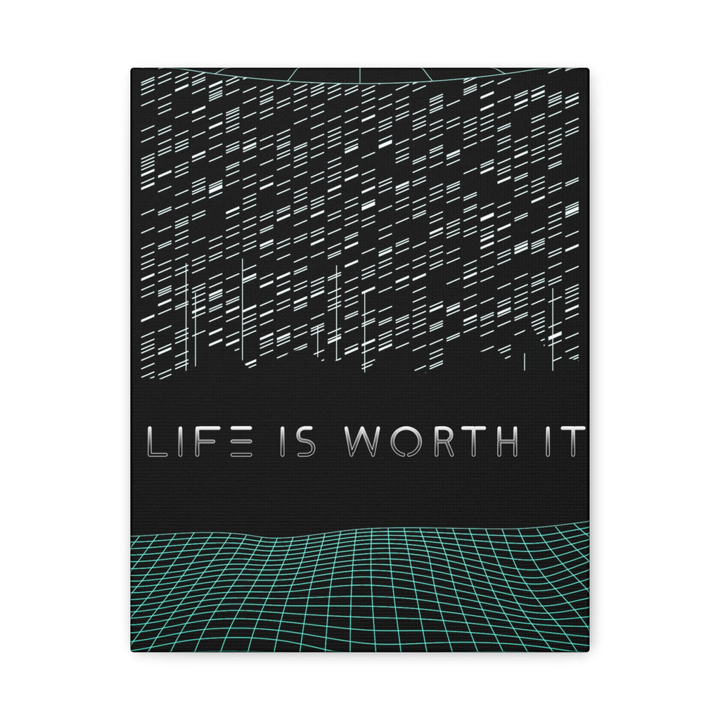 Life Is Worth It Canvas Wall Art - Abstract Symbolic Cyber Decor
