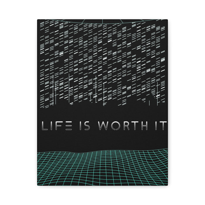 Life Is Worth It Canvas Wall Art - Abstract Symbolic Cyber Decor