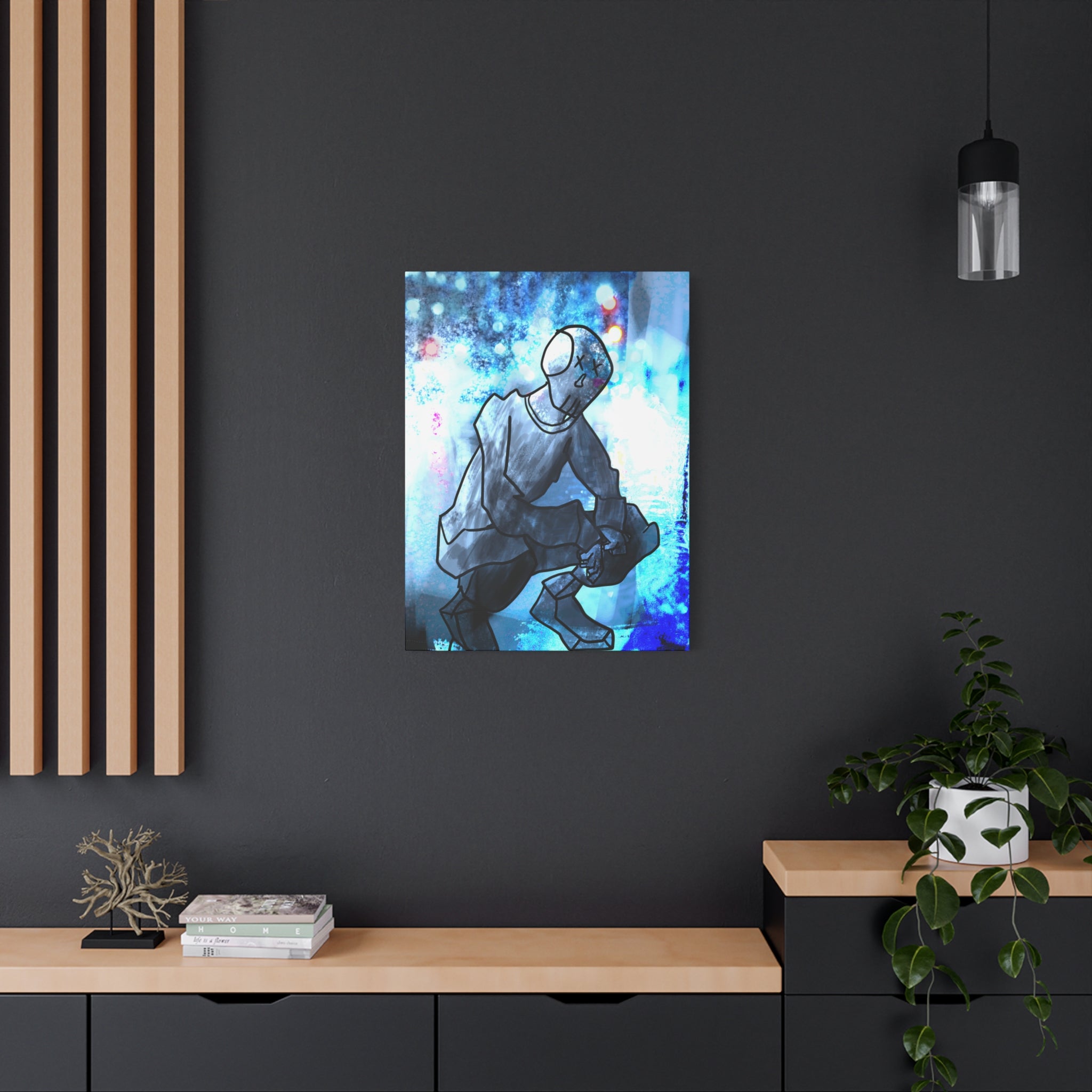 Robot Man Canvas Wall Art - Cyberpunk Android Dystopian Decor