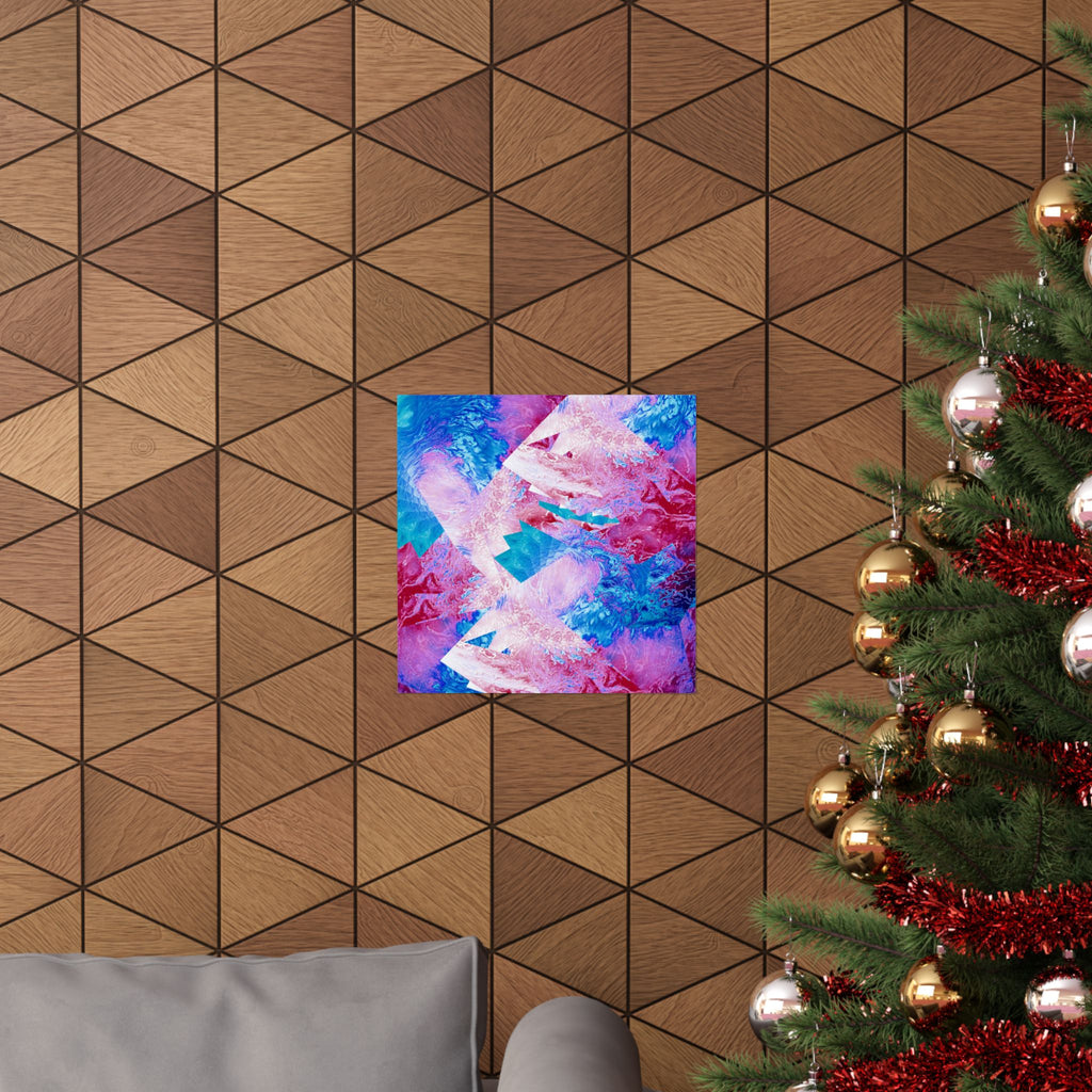 Trippy pink and blue Fractal Matte Poster Print