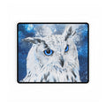Frost Owl Desk Mat - Winter Forest Bird Mouse Pad