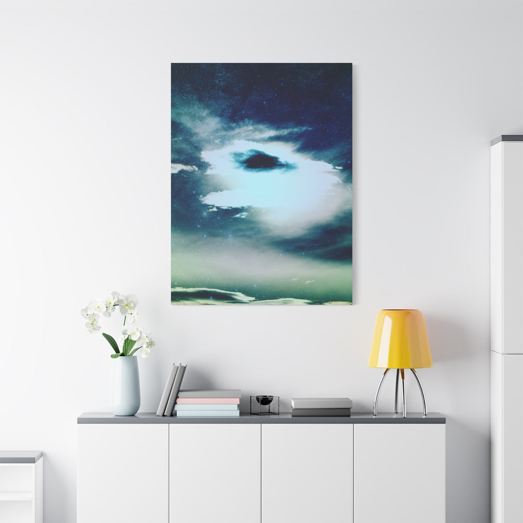 Sunset Space Mountains Canvas Art | Retro Vaporwave Galactic Landscape Wall Decor