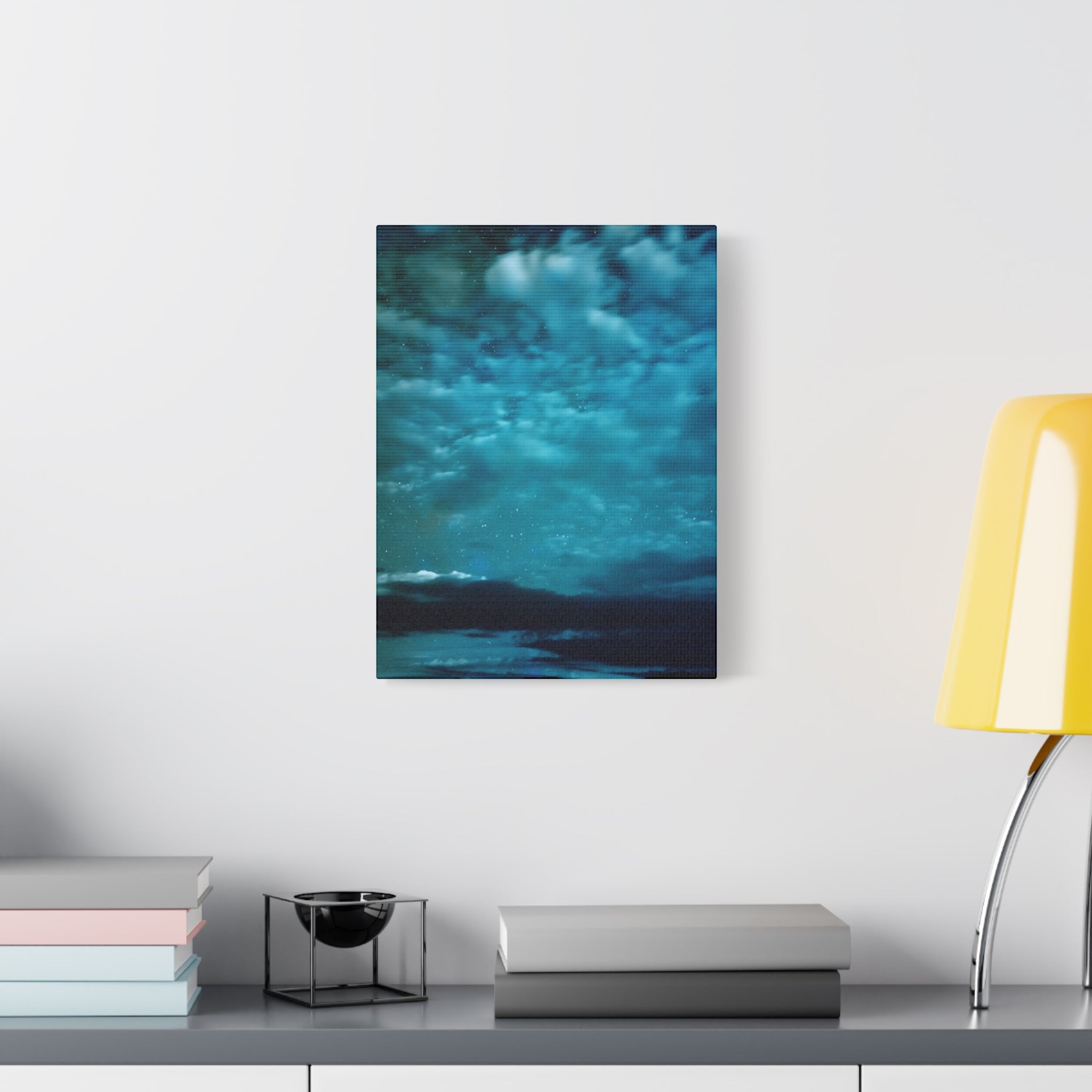 Serene Blue Sunrise Canvas Wall Art - Peaceful Misty Lake Decor