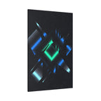 Abstract Techno Blue Canvas Wall Art - Digital Glitch Decor