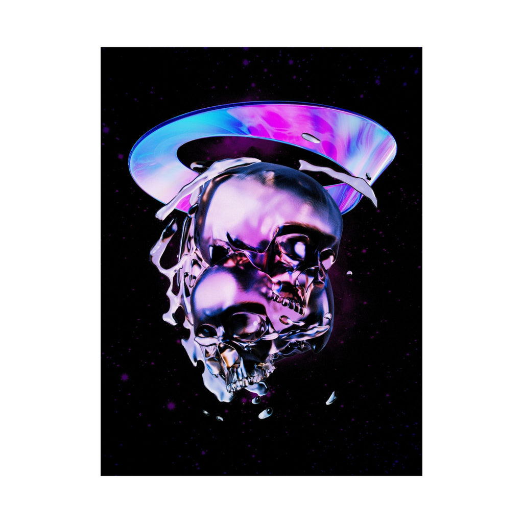 Melted Skeleton Skulls Poster Print - Gothic Cosmic Skull Art