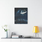 Starlight Cityscape Under a Celestial Moon Canvas Wall Art