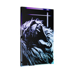 CRT Lion Retro Wave Canvas Art - 80s Vaporwave Neon Decor
