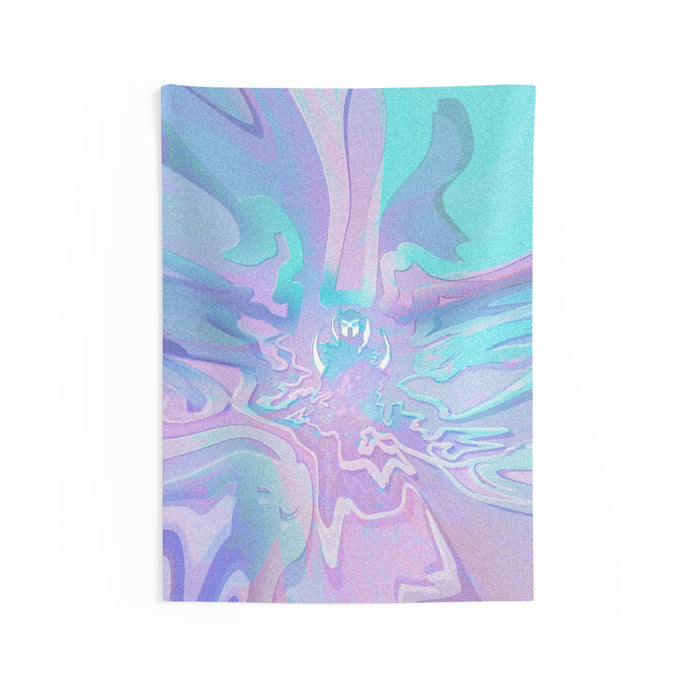 Distorted Night Owl Tapestry - Surreal Bird Wall Hanging