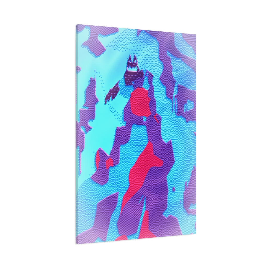 Retro Ice Cave Canvas Wall Art - Cool-Toned Glitch Winter Decor