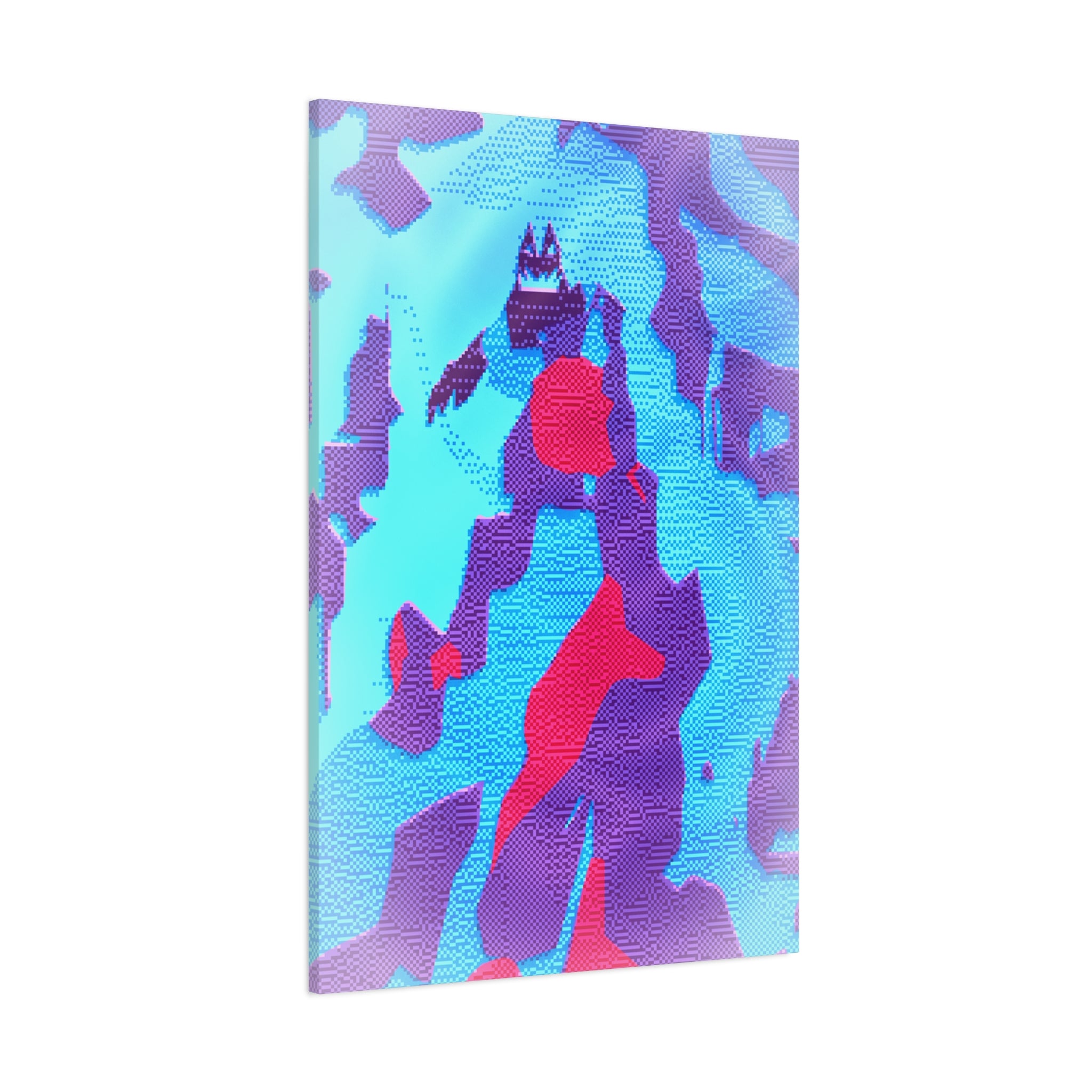 Retro Ice Cave Canvas Wall Art - Cool-Toned Glitch Winter Decor