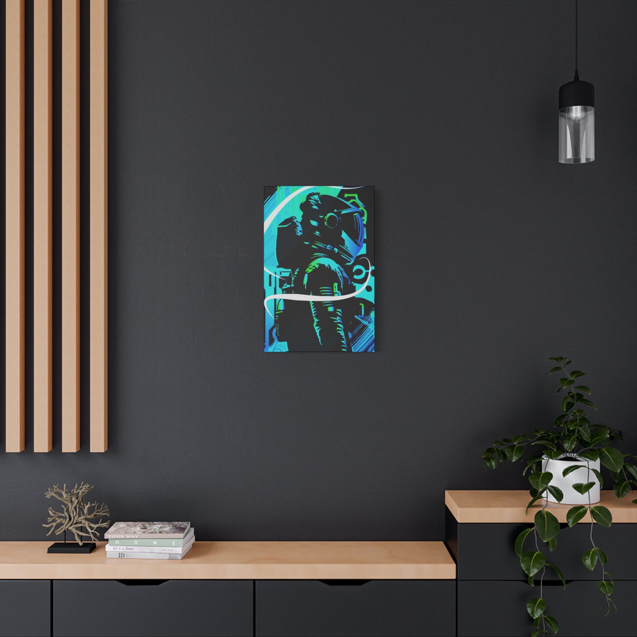 Grunge Paint Blast Canvas Wall Art - Abstract Graffiti Astronaut Decor