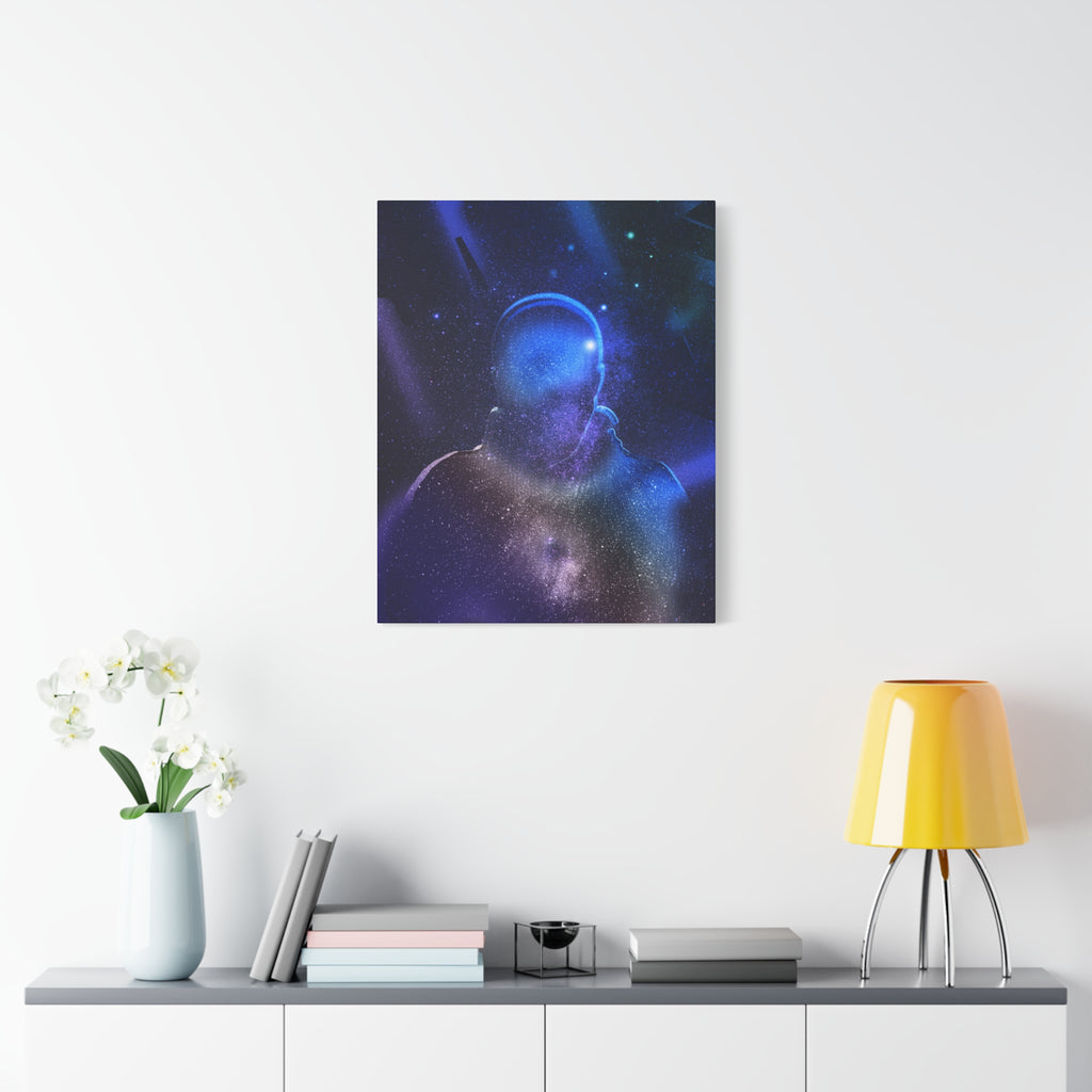 Figure in Space Canvas Wall Art - Cosmic Silhouette Decor