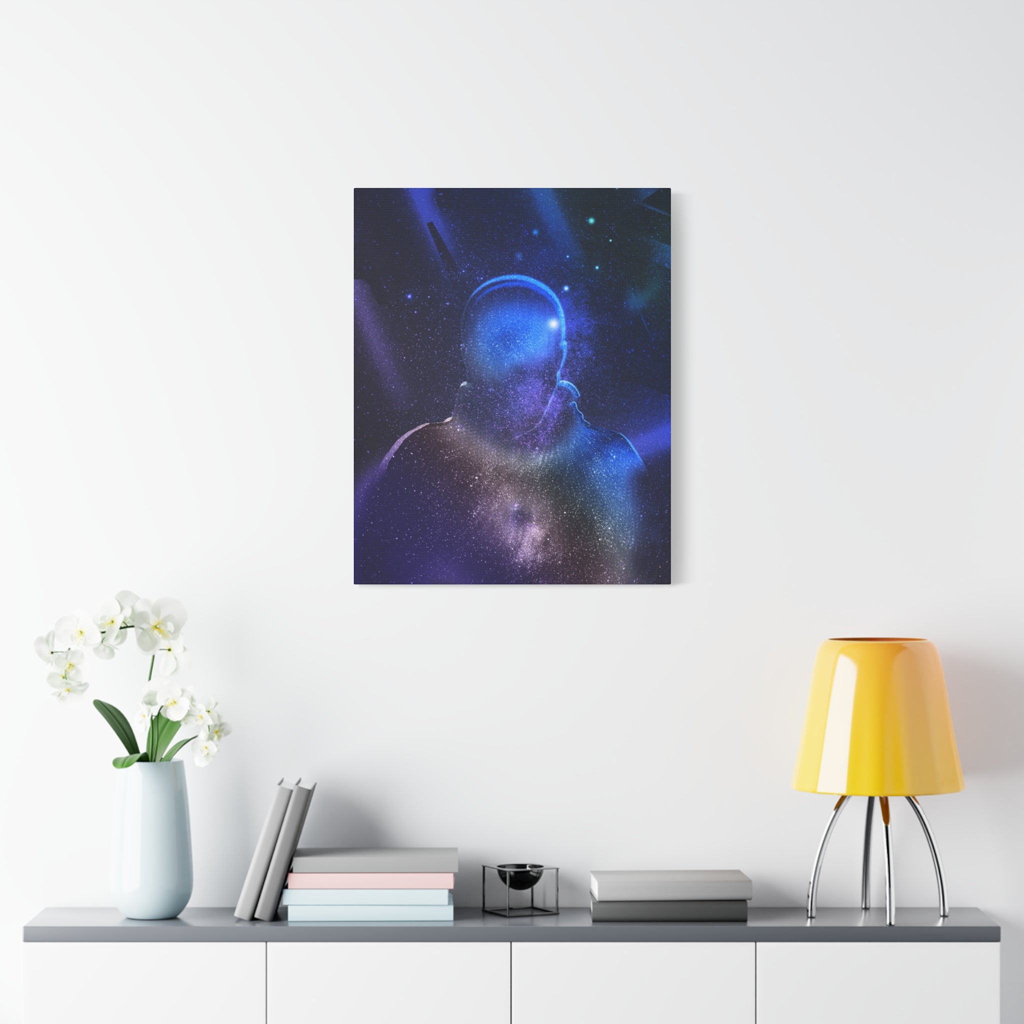 Figure in Space Canvas Wall Art - Cosmic Silhouette Decor