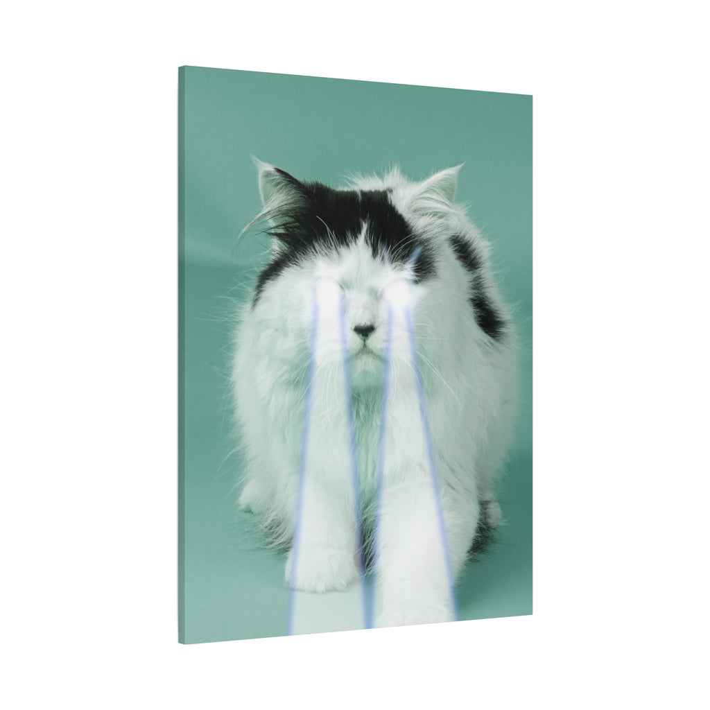 Laser Cat Canvas Wall Art - Funny Sci-Fi Space Feline Decor