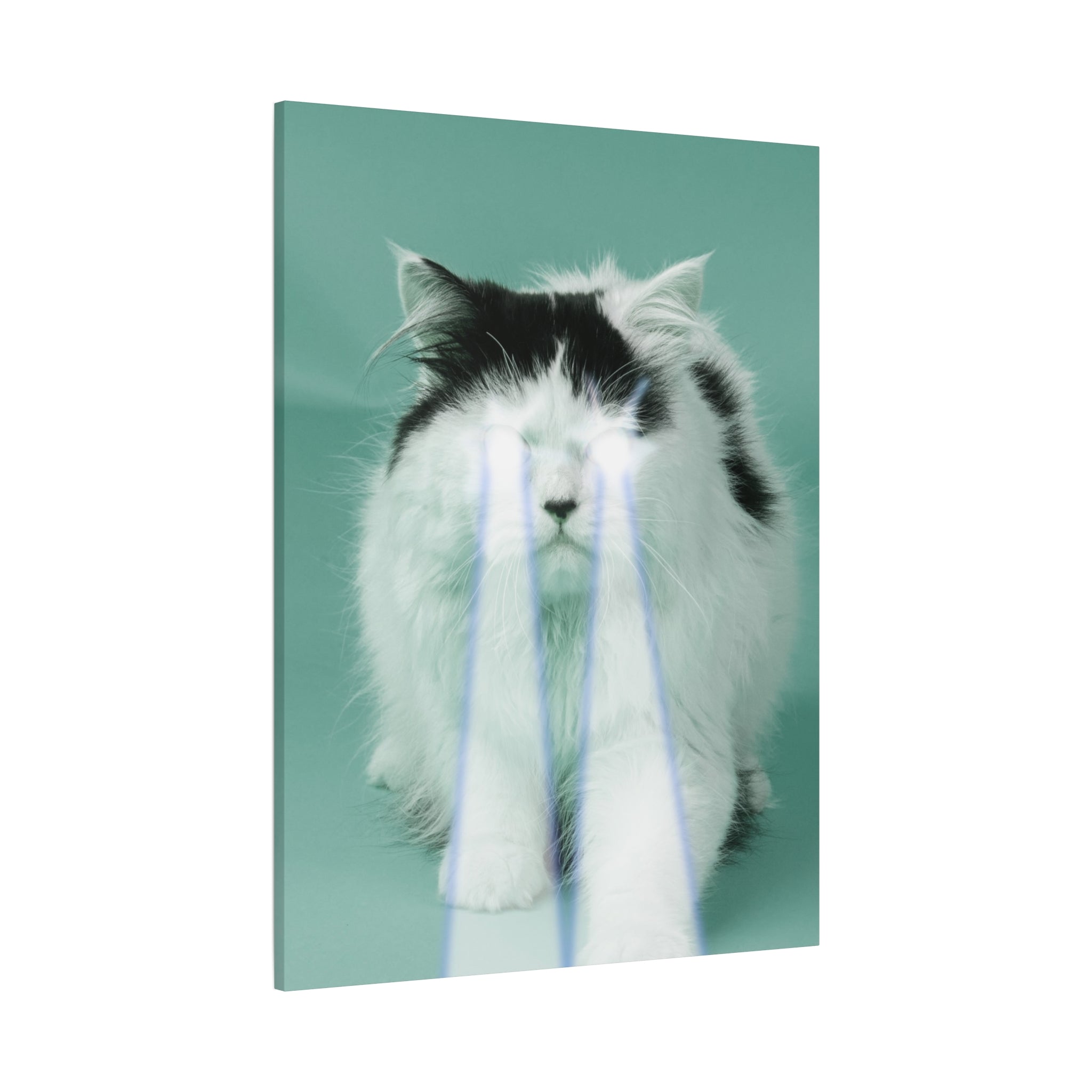 Laser Cat Canvas Wall Art - Funny Sci-Fi Space Feline Decor