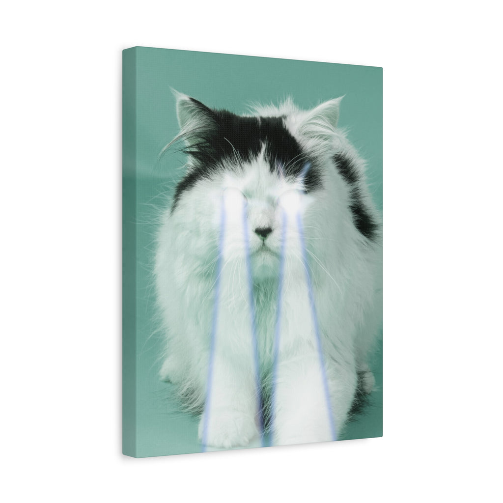 Laser Cat Canvas Wall Art - Funny Sci-Fi Space Feline Decor