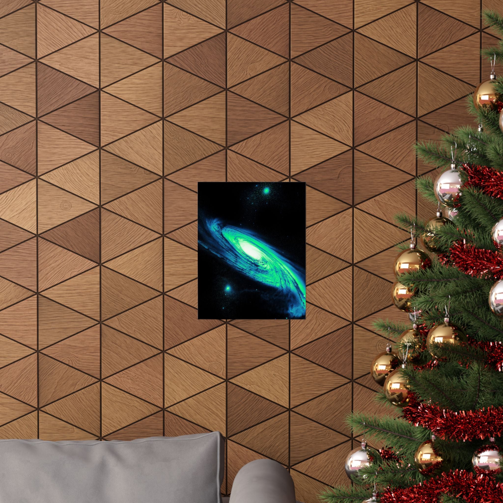 Vaporwave Green and Blue Spiral Galaxy Matte Poster Print