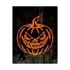 Neon Pumpkin Poster - Spooky Halloween Orange & Black Art Print