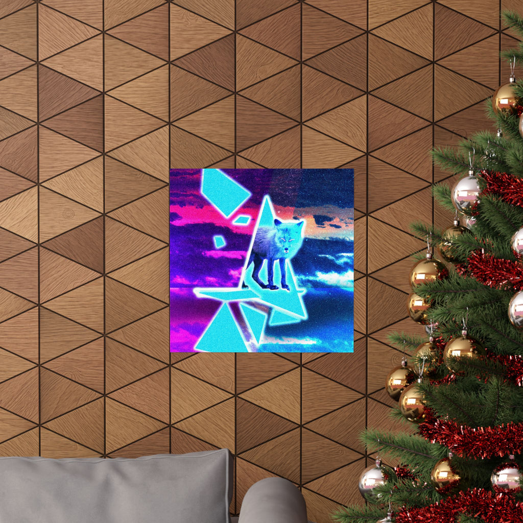 Blue Fox in Space Poster - Celestial Animal Art Print