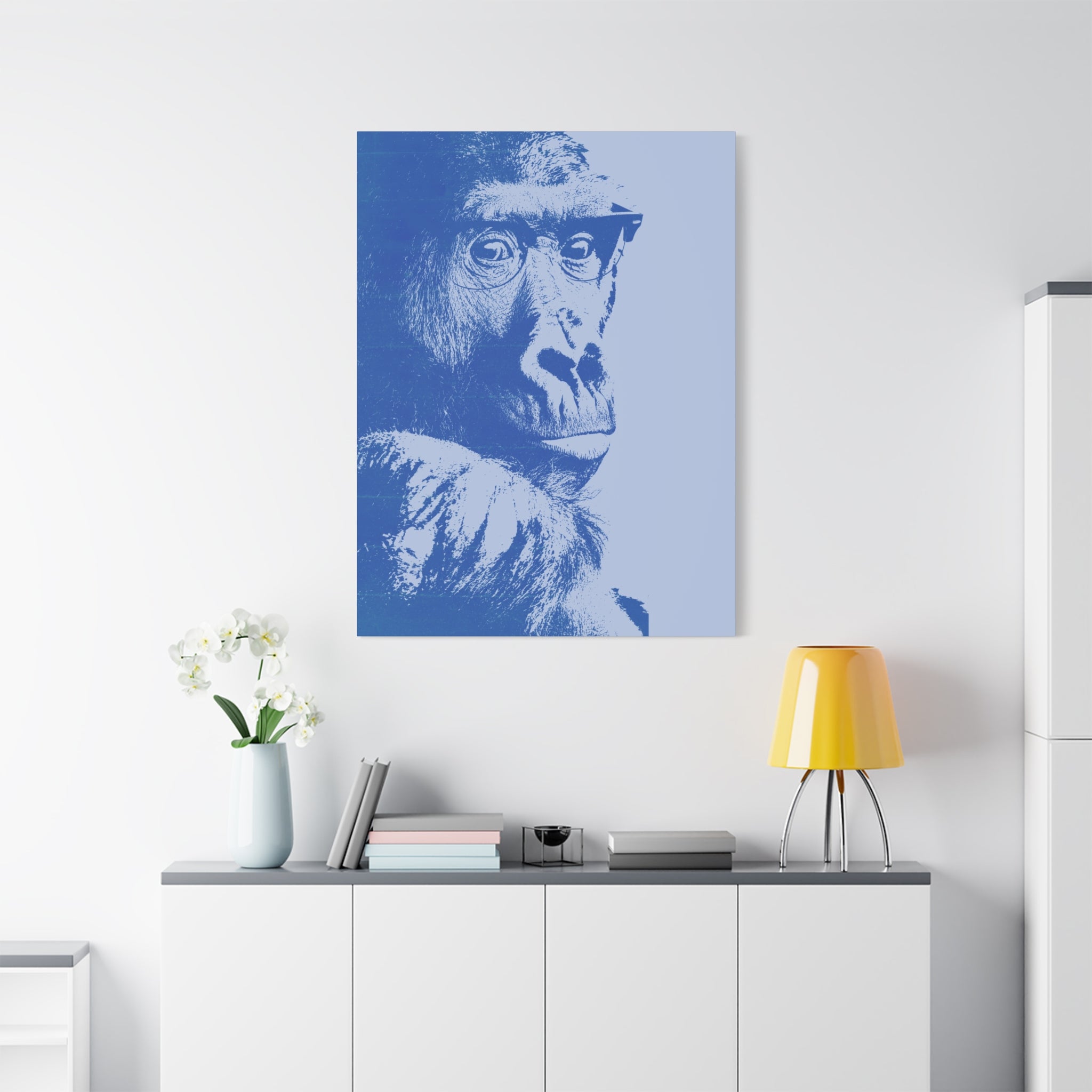Educated Gorilla Canvas Wall Art - Abstract Modern Primate Decor