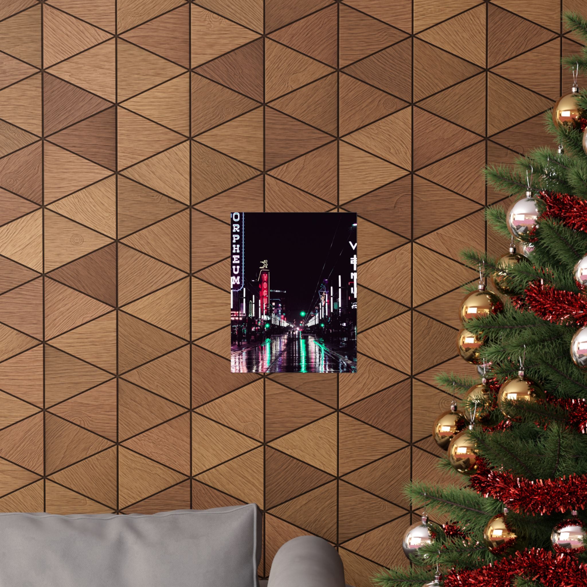 Cyberpunk Slick Street Poster - Neon Alley Art Print