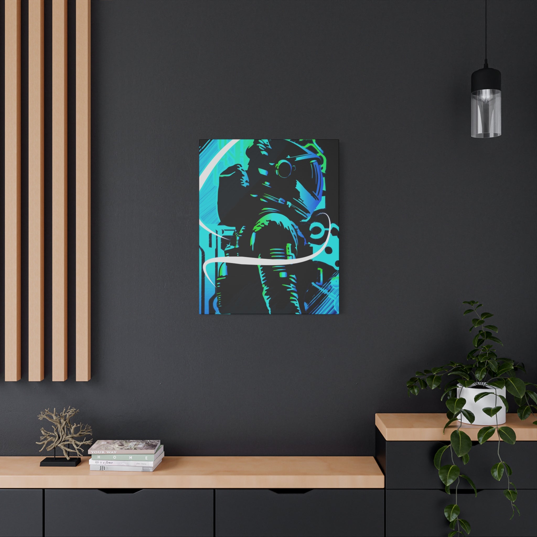 Grunge Paint Blast Canvas Wall Art - Abstract Graffiti Astronaut Decor