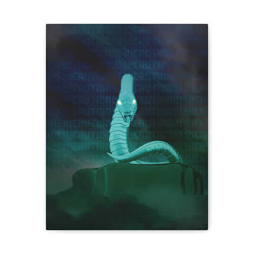 Snake Bite Canvas Wall Art - Teal Serpent Caution-Theme Decor