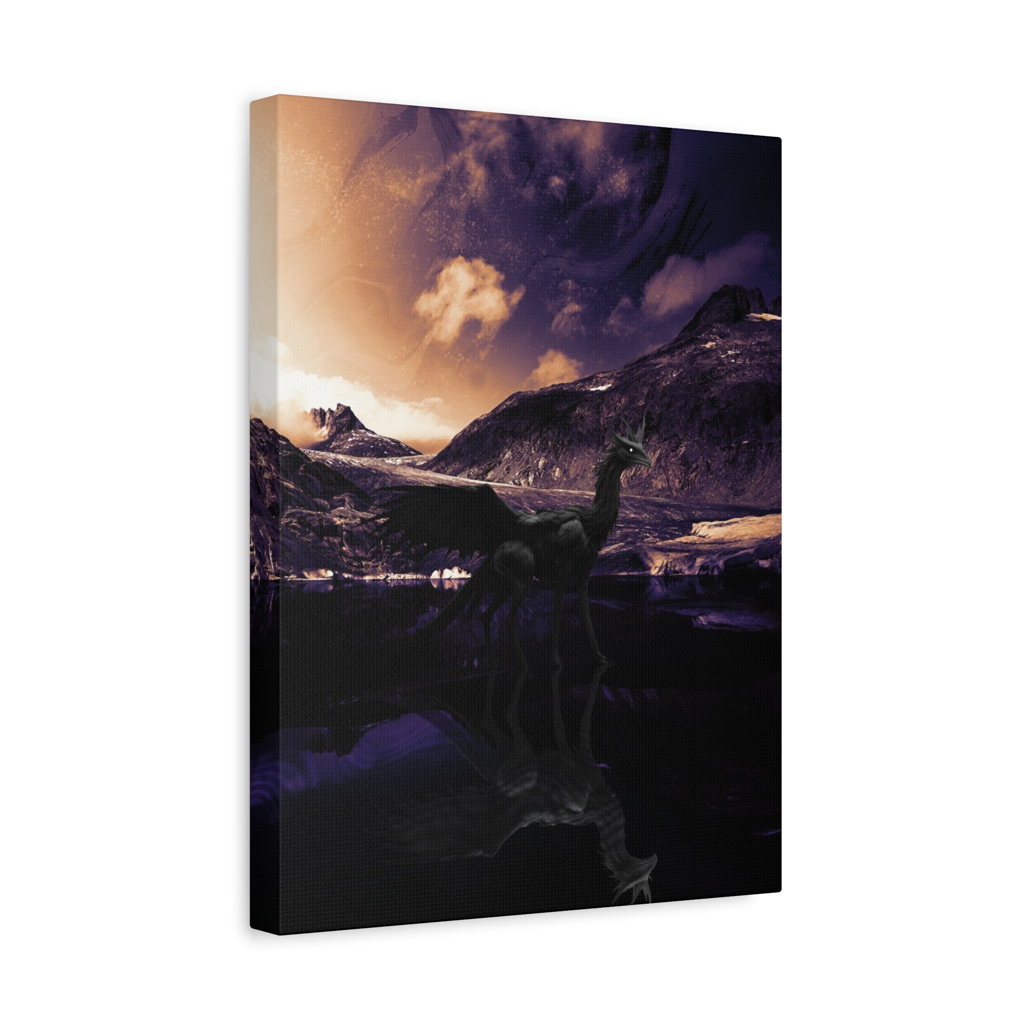 Baby Winged Dragon Canvas Wall Art - Fantasy Creature Decor