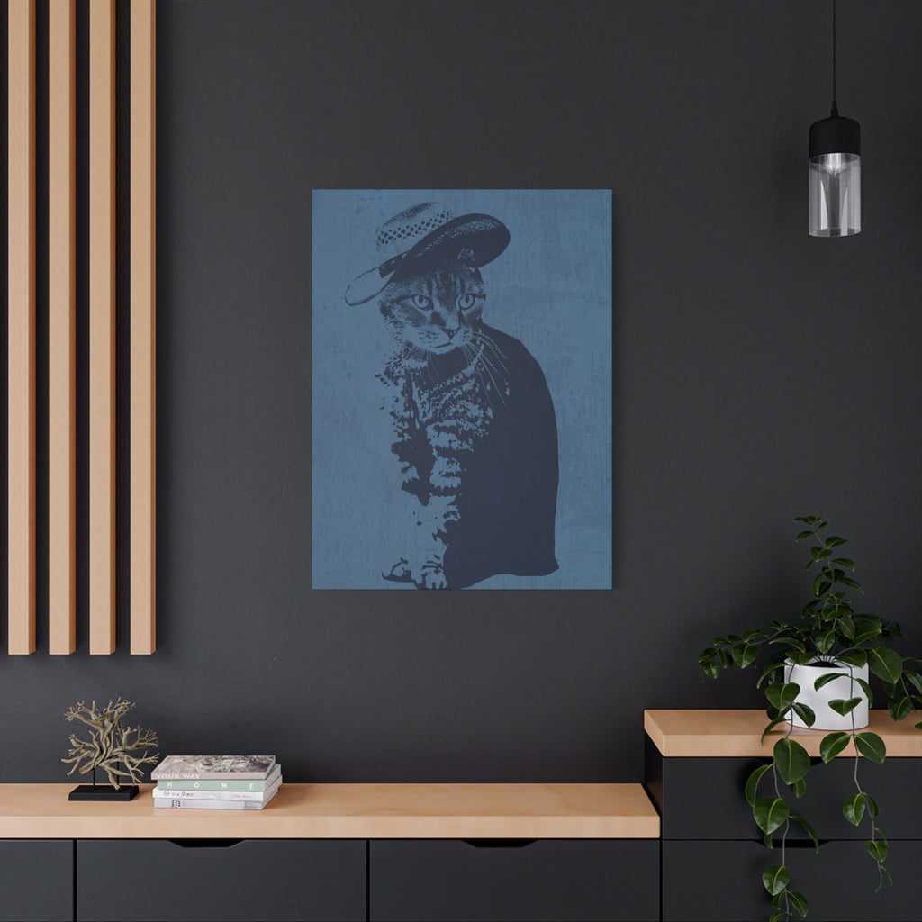 Grey Tabby Cat Canvas Wall Art - Cute Pet Portrait Decor