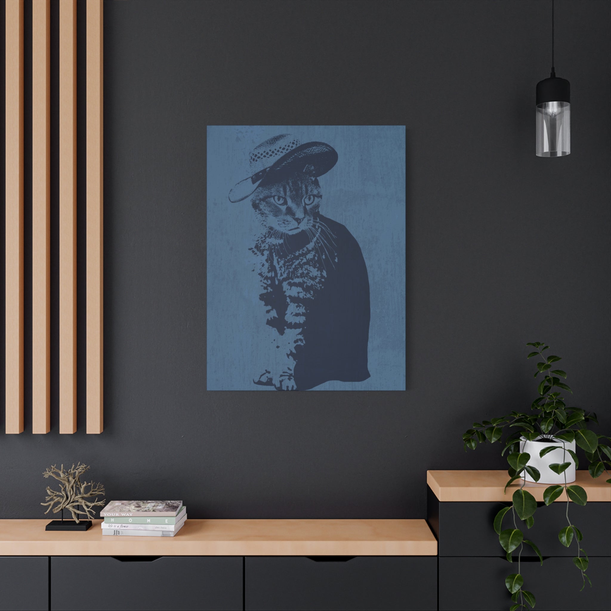 Grey Tabby Cat Canvas Wall Art - Cute Pet Portrait Decor