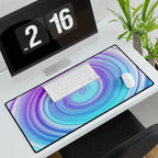 Daze And Haze Desk Mat - Swirling Vortex of Purple, Blue, White Mouse Pad