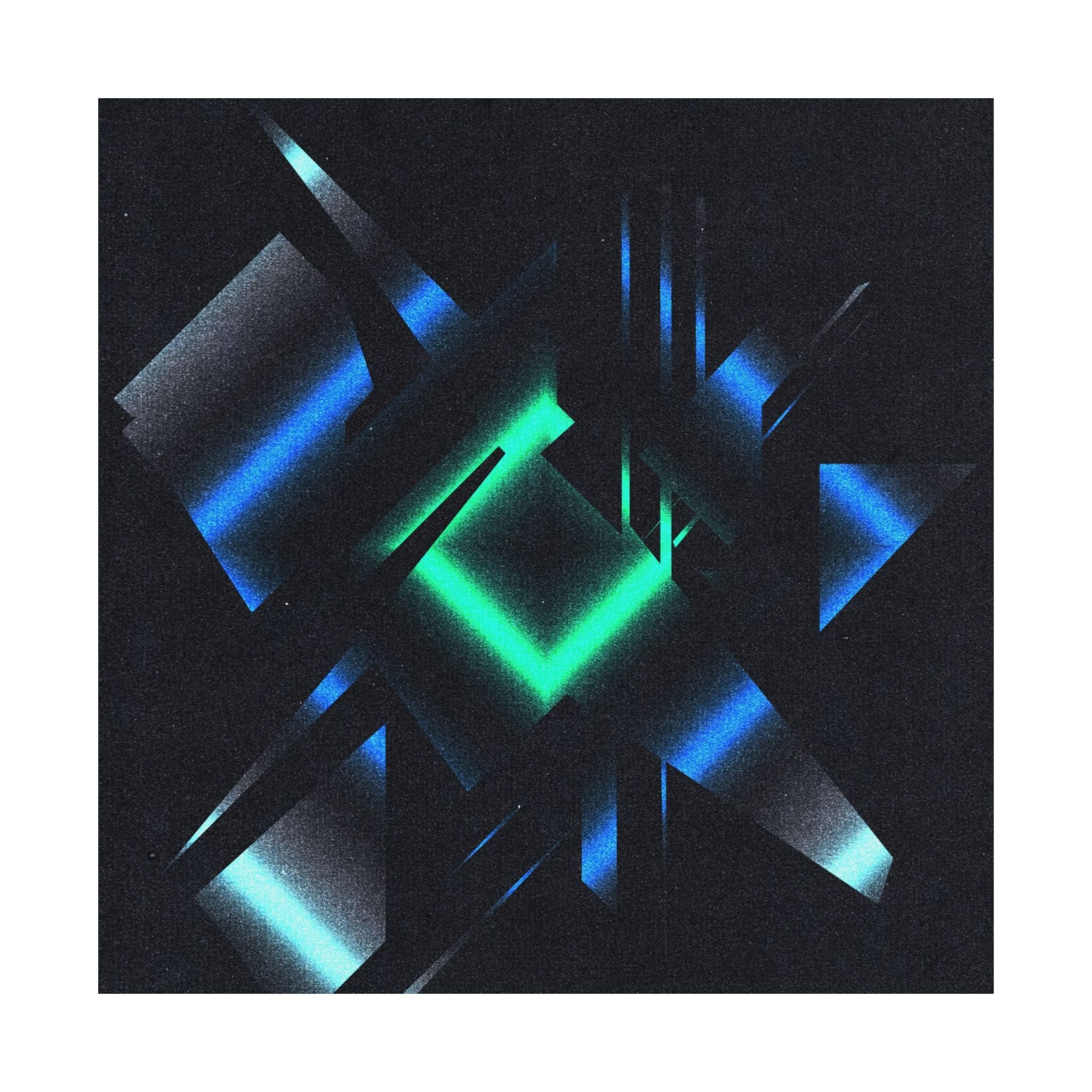 Abstract Techno Blue Poster - Cyberpunk Digital Art Print