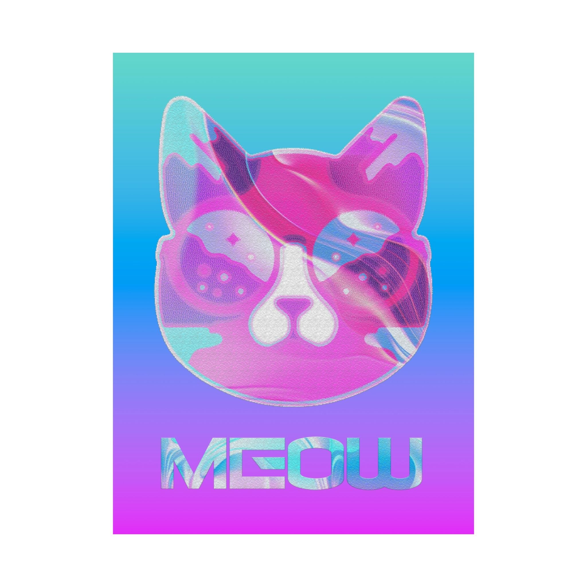 Lofi Cat Meow Poster - Retro Anime Aesthetic Art Print