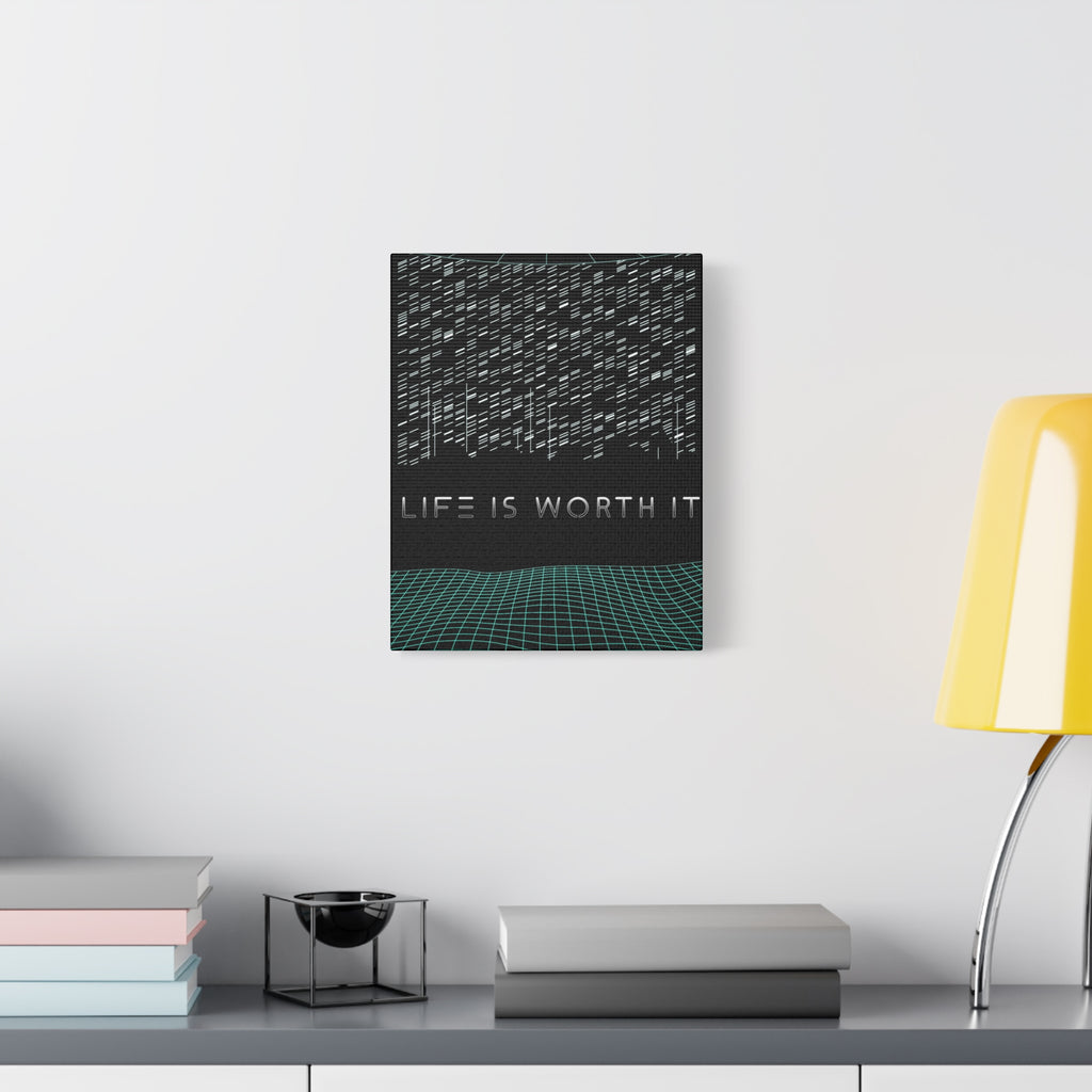 Life Is Worth It Canvas Wall Art - Abstract Symbolic Cyber Decor