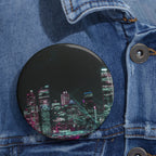 Cyberpunk Harbor Pin - Neon City Art Button