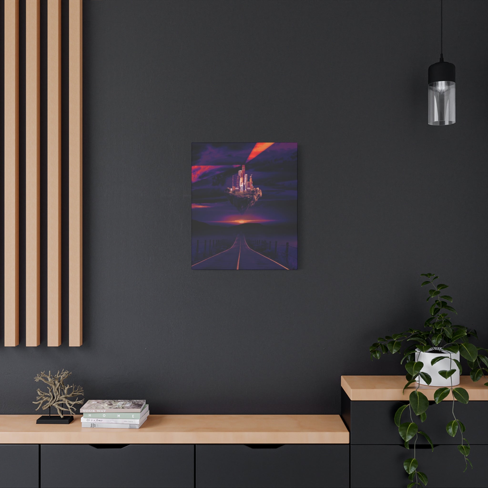 Abandoned City Canvas Wall Art - Sci-Fi Desert Ruins Decor