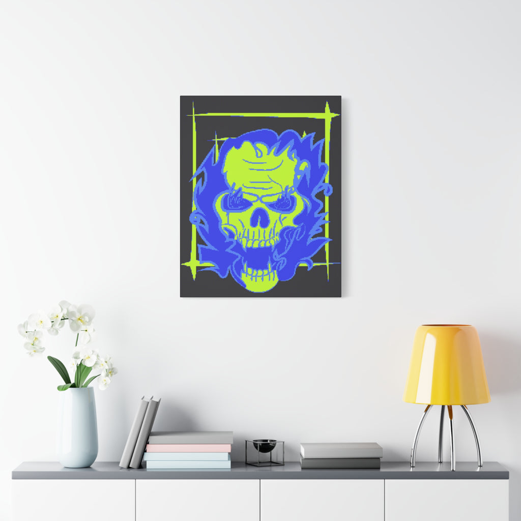 Skull of Mental Fire Canvas Wall Art - Psychedelic Gothic Decor
