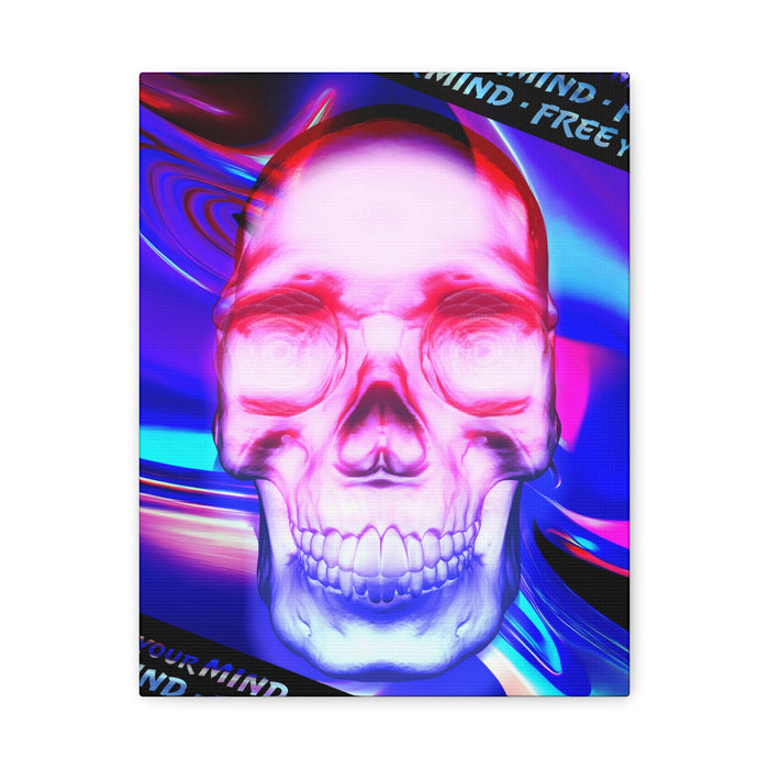 Free Your Mind Psychedelic Skull Canvas Art - Trippy Skeleton Decor