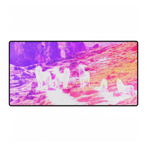 Spirit Wolf Mountain Path Desk Mat - Group Wolves Mountain Mouse Pad