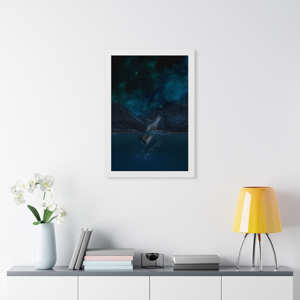 Message in a Bottle Framed Poster - Mystical Ocean Wall Art