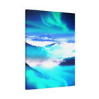 Starry Mountain Sky Canvas Wall Art - Aurora Borealis Decor