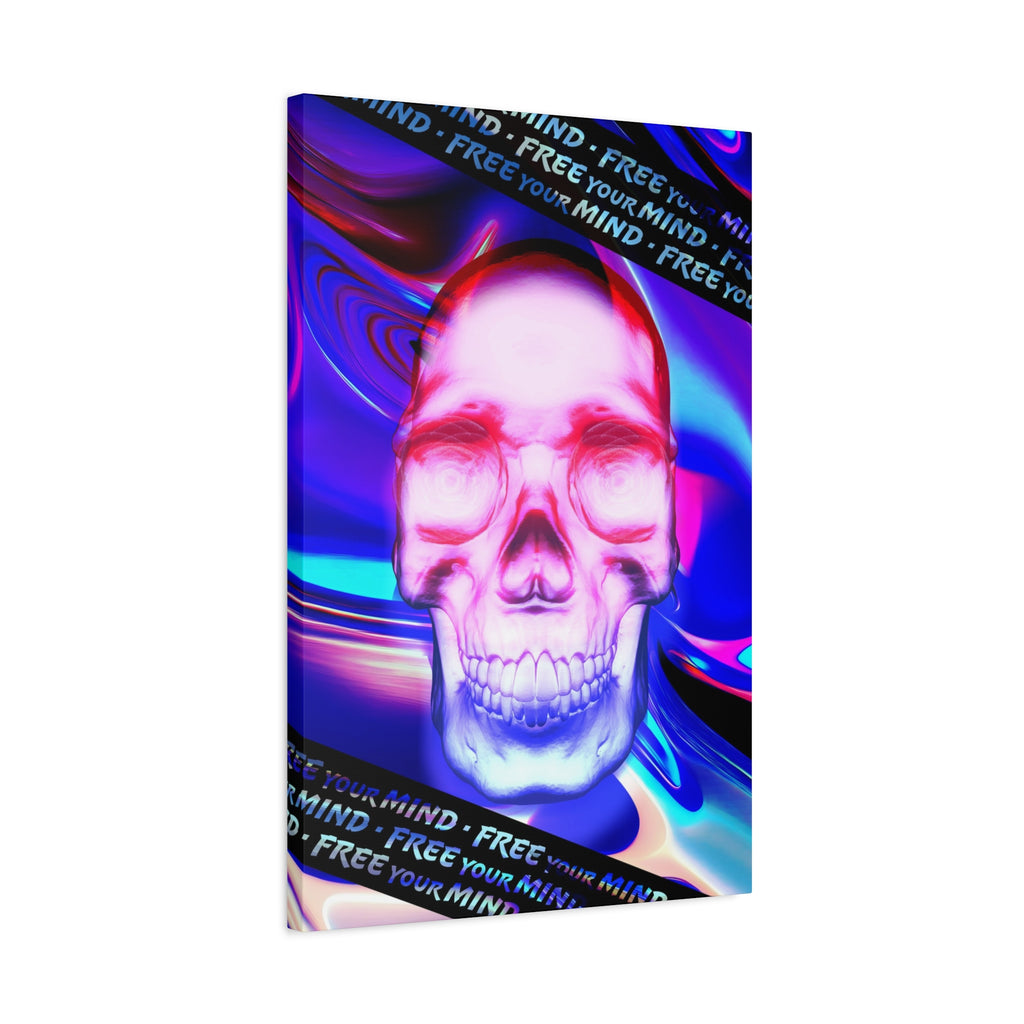 Free Your Mind Canvas Wall Art - Psychedelic Skull Portrait Decor