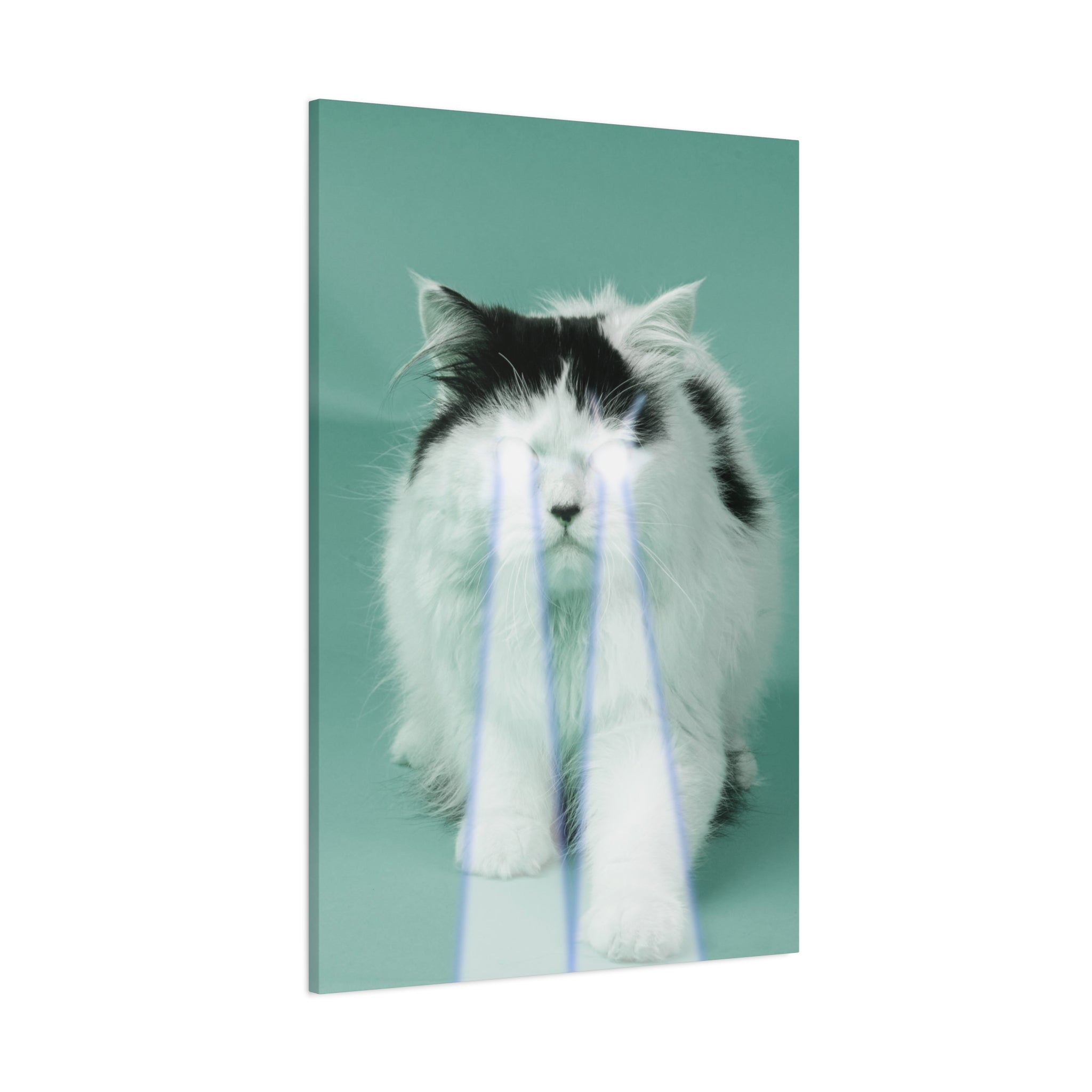 Laser Cat Canvas Wall Art - Funny Sci-Fi Space Feline Decor